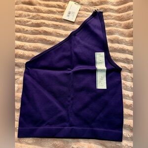 A New Day Ribbed One-Shoulder Tank – Large – Purple 💜